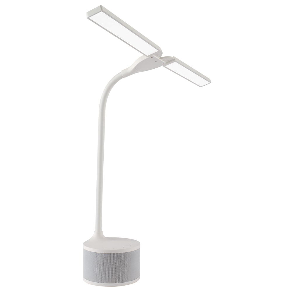 OttLite Dual Shade LED Lamp With Bluetooth Speaker And USB, 21-1/2inH, White MPN:NS2009-SHPR