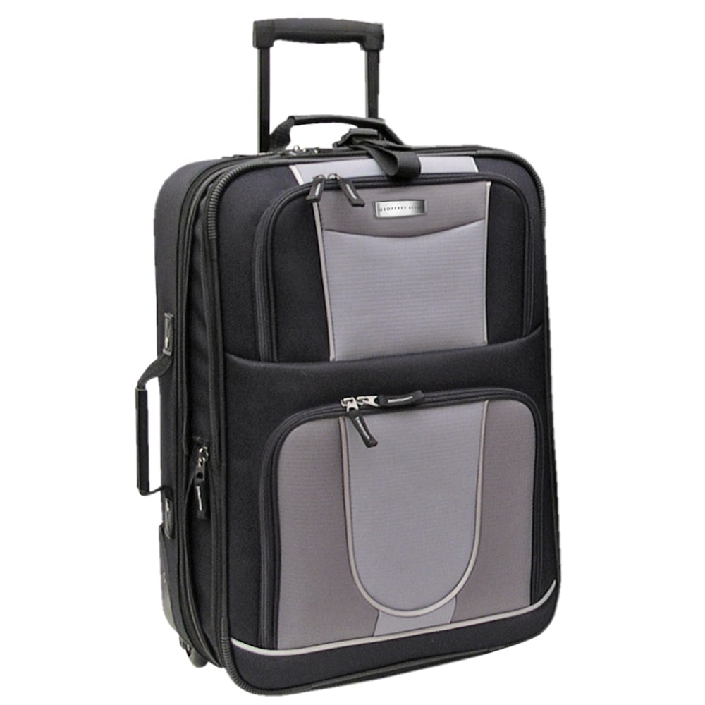 Geoffrey Beene Polyester Expandable Upright Rolling Carry-On, 21inH x 7inW x 13-1/2inD, Black/Gray MPN:GB224-21