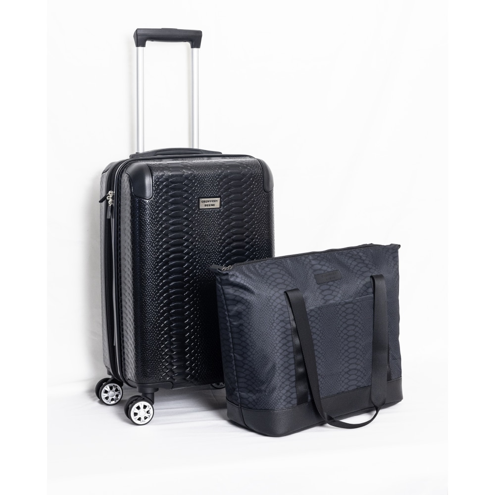 Geoffrey Beene Embossed Snakeskin 2-Piece Luggage Set, Black MPN:GB35-2