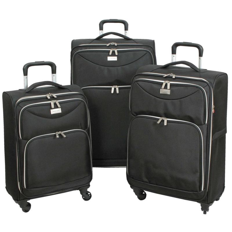 Geoffrey Beene Midnight Fabric Rolling 3-Piece Luggage Set, Black MPN:GB3682-3