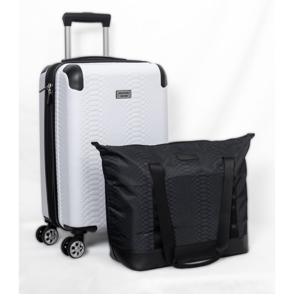 Geoffrey Beene Embossed Snakeskin 2-Piece Luggage Set, White/Black MPN:GB45-2