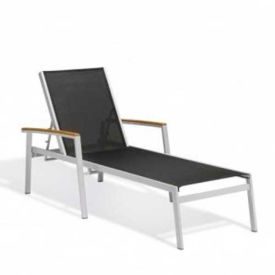 Oxford Garden® Travira Chaise Lounge - Black Sling - Tekwood Vintage Armcaps (2 pk) TVL80S.B-AC.V-PC.F2
