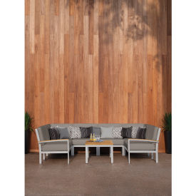 Oxford Garden® Travira 7-Piece Modular Seating Set & Natural Tekwood Table Flint 5058-PC.F