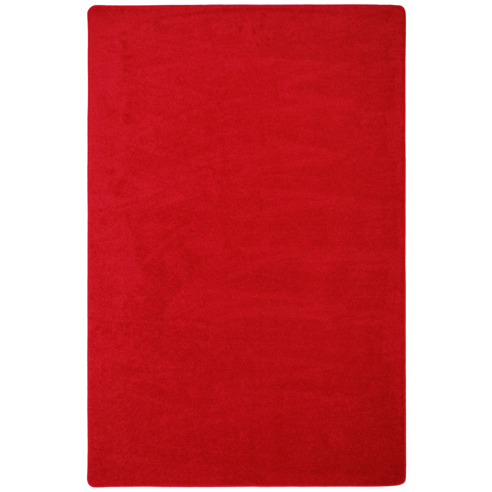 Joy Carpets Kid Essentials Solid Color Rectangle Area Rug, Endurance, 4ft x 6ft, Red MPN:80N-07