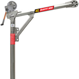 OZ Lifting Products 500 lb. Steel Davit Crane with 2500 lb. Carbon Steel Brake Winch OZ500DAV-HND2