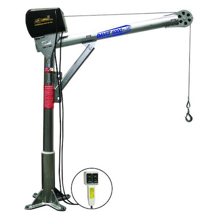 Davit Crane Kit, 1, 000 lb Capacity, 27.5 in to 42 in Reach, 0 in to 540 in Lift Range, Silver MPN:OZ1000DAV-ACW-SP14