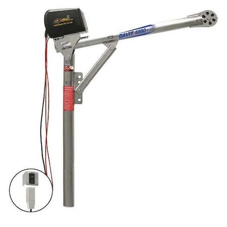 Davit Crane, 1, 000 lb Capacity, 27.5 in to 42 in Reach, 0 in to 540 in Lift Range, Silver MPN:OZ1000DAV-DCW