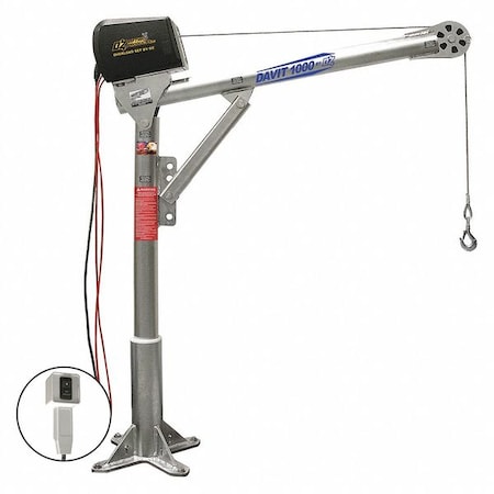 Davit Crane Kit, 1, 000 lb Capacity, 27.5 in to 42 in Reach, 0 in to 540 in Lift Range, Silver MPN:OZ1000DAV-DCW-SP16