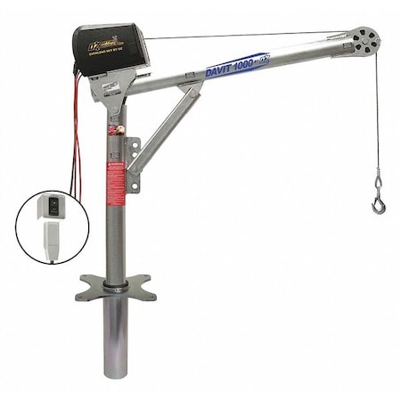 Davit Crane Kit, 1, 000 lb Capacity, 27.5 in to 42 in Reach, 0 in to 540 in Lift Range, Silver MPN:OZ1000DAV-DCW-SP17