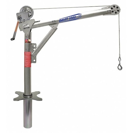 Davit Crane Kit, 1, 000 lb Capacity, 27.5 in to 42 in Reach, 0 in to 660 in Lift Range, Silver MPN:OZ1000DAV-SP10