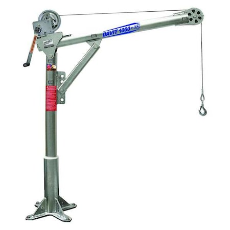 Davit Crane Kit, 1, 000 lb Capacity, 27.5 in to 42 in Reach, 0 in to 660 in Lift Range, Silver MPN:OZ1000DAV-SP11