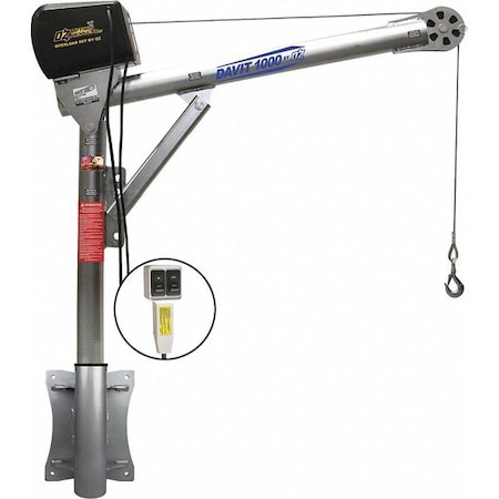 Davit Crane Kit, 1, 000 lb Capacity, 27.5 in to 42 in Reach, 0 in to 540 in Lift Range, Silver MPN:OZ1000DAV-SP15