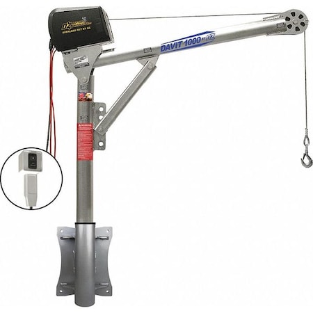 Davit Crane Kit, 1, 000 lb Capacity, 27.5 in to 42 in Reach, 0 in to 540 in Lift Range, Silver MPN:OZ1000DAV-SP18
