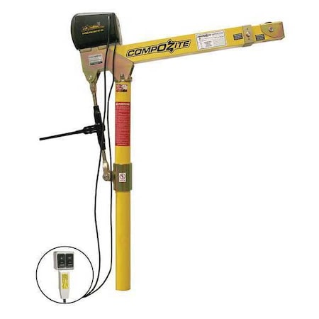 Davit Crane, 1, 200 lb Capacity, 22 in to 66 in Reach, 0 in to 540 in Lift Range, Yellow MPN:OZ1200DAV-ACW