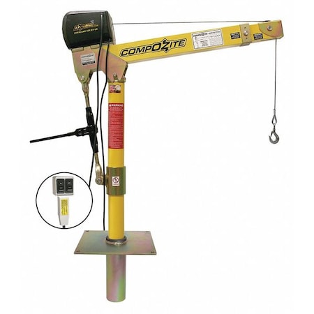 Davit Crane Kit, 1, 200 lb Capacity, 22 in to 66 in Reach, 0 in to 540 in Lift Range, Yellow MPN:OZ1200DAV-ACW-SP5