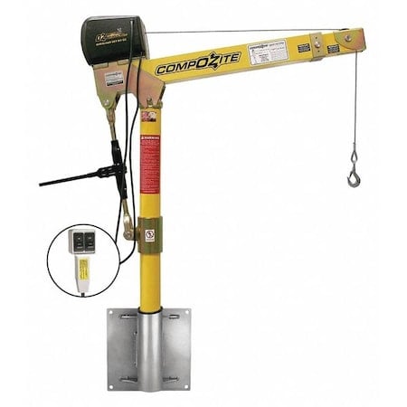 Davit Crane Kit, 1, 200 lb Capacity, 22 in to 66 in Reach, 0 in to 540 in Lift Range, Yellow MPN:OZ1200DAV-ACW-SP6