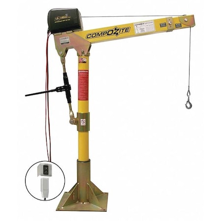 Davit Crane Kit, 1, 200 lb Capacity, 22 in to 66 in Reach, 0 in to 540 in Lift Range, Yellow MPN:OZ1200DAV-DCW-SP7