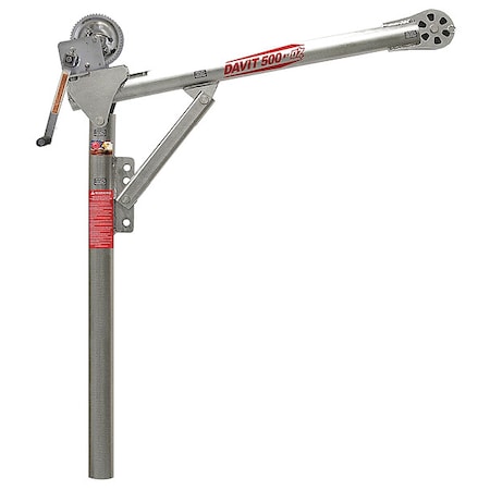 Davit Crane, 500 lb Capacity, 27.5 in to 42 in Reach, 0 in to 960 in Lift Range, Silver MPN:OZ500DAV