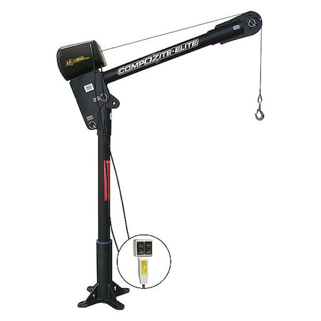 Davit Crane, 1, 200 lb Capacity, 20 in to 42 in Reach, 0 in to 540 in Lift Range, Black MPN:OZCF1200DAV-ACW