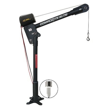 Davit Crane, 1, 200 lb Capacity, 20 in to 42 in Reach, 0 in to 540 in Lift Range, Black MPN:OZCF1200DAV-DCW