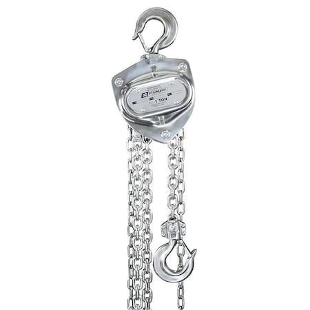 1 Ton Stainless Steel Chain Hoist 20 Ft Lift MPN:OZSS010-20CH