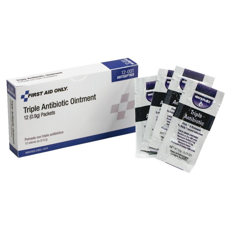 First Aid Only Triple Antibiotic Ointment Packets, 0.5 Gram, Box Of 12 (Min Order Qty 11) MPN:12-001