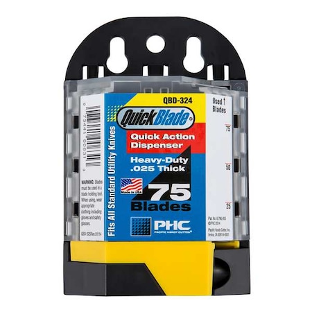 Utility Blade w/Dispenser, 3/4 In. W, PK75 MPN:QBD324