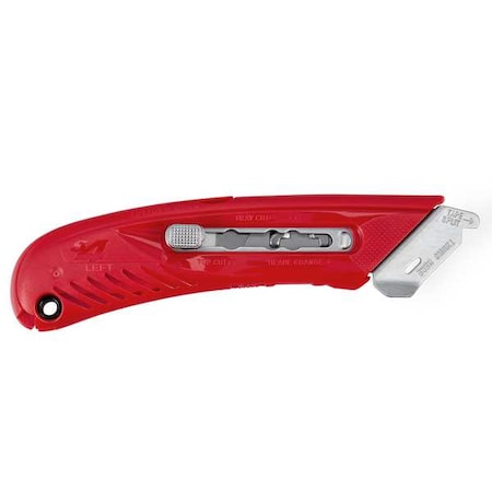 Safety Knife, 3 Fixed Blade Depths, 5 3/4 in L, Safety Point, Steel Blade, Red Plastic Handle MPN:S4L