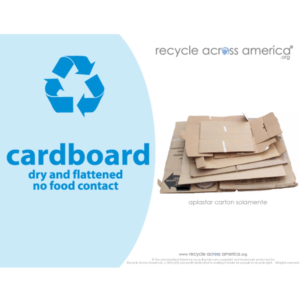 Recycle Across America Cardboard Standardized Recycling Labels, CARD-8511, 8 1/2in x 11in, Light Blue MPN:CARD-8511