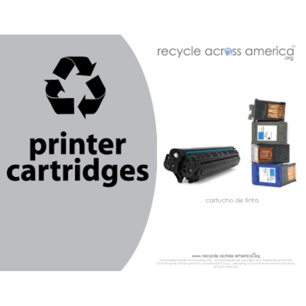 Recycle Across America Ink And Toner Cartridges Standardized Recycling Labels, CART-8511, 8 1/2in x 11in, Gray MPN:CART-8511