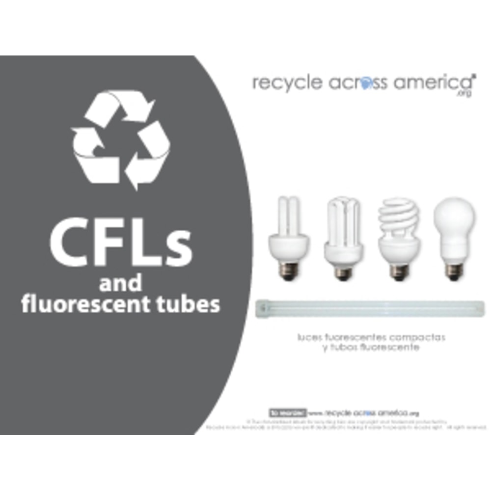 Recycle Across America CFL Standardized Recycling Labels, CFL-8511, 8 1/2in x 11in, Charcoal MPN:CFL-8511