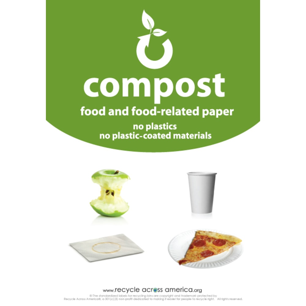 Recycle Across America Compost Standardized Labels, COMP-1007, 10in x 7in, Green MPN:COMP-1007