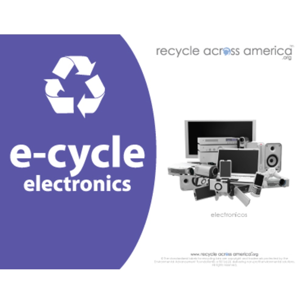Recycle Across America Electronics Standardized Recycling Labels, ECYCL-8511, 8 1/2in x 11in, Purple MPN:ECYCL-8511