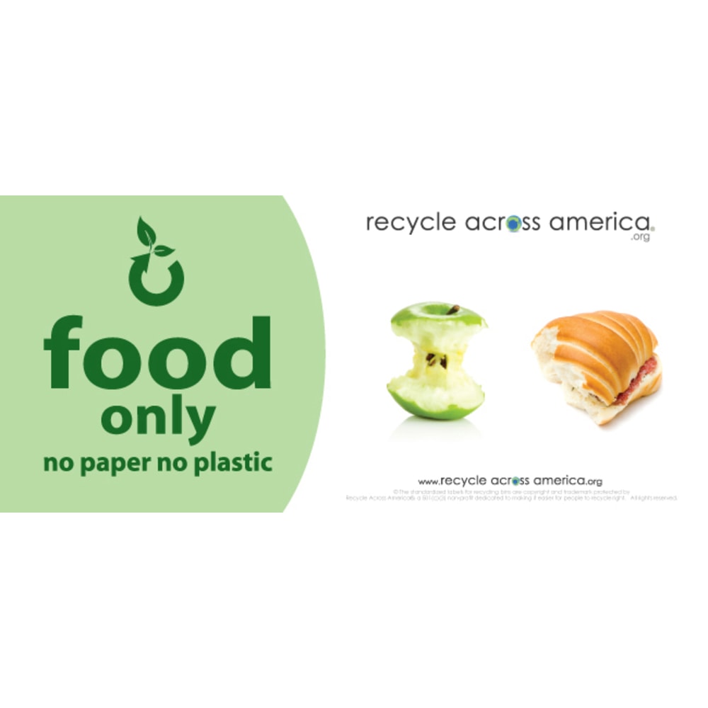 Recycle Across America Food Standardized Recycling Label, FOOD-0409, 4in x 9in, Light Green MPN:FOOD-0409