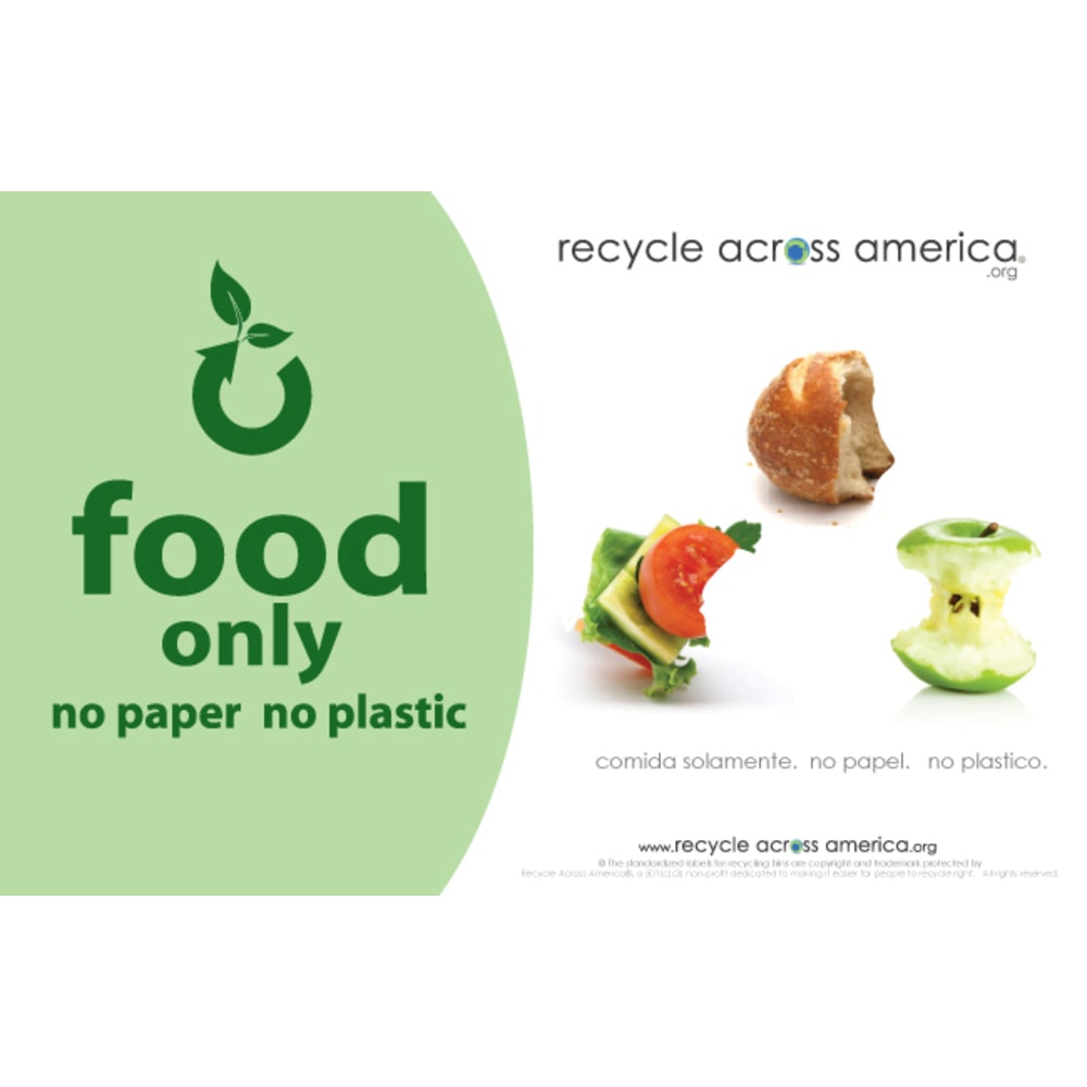 Recycle Across America Food Standardized Recycling Label, FOOD-5585, 5 1/2in x 8 1/2in, Light Green MPN:FOOD-5585