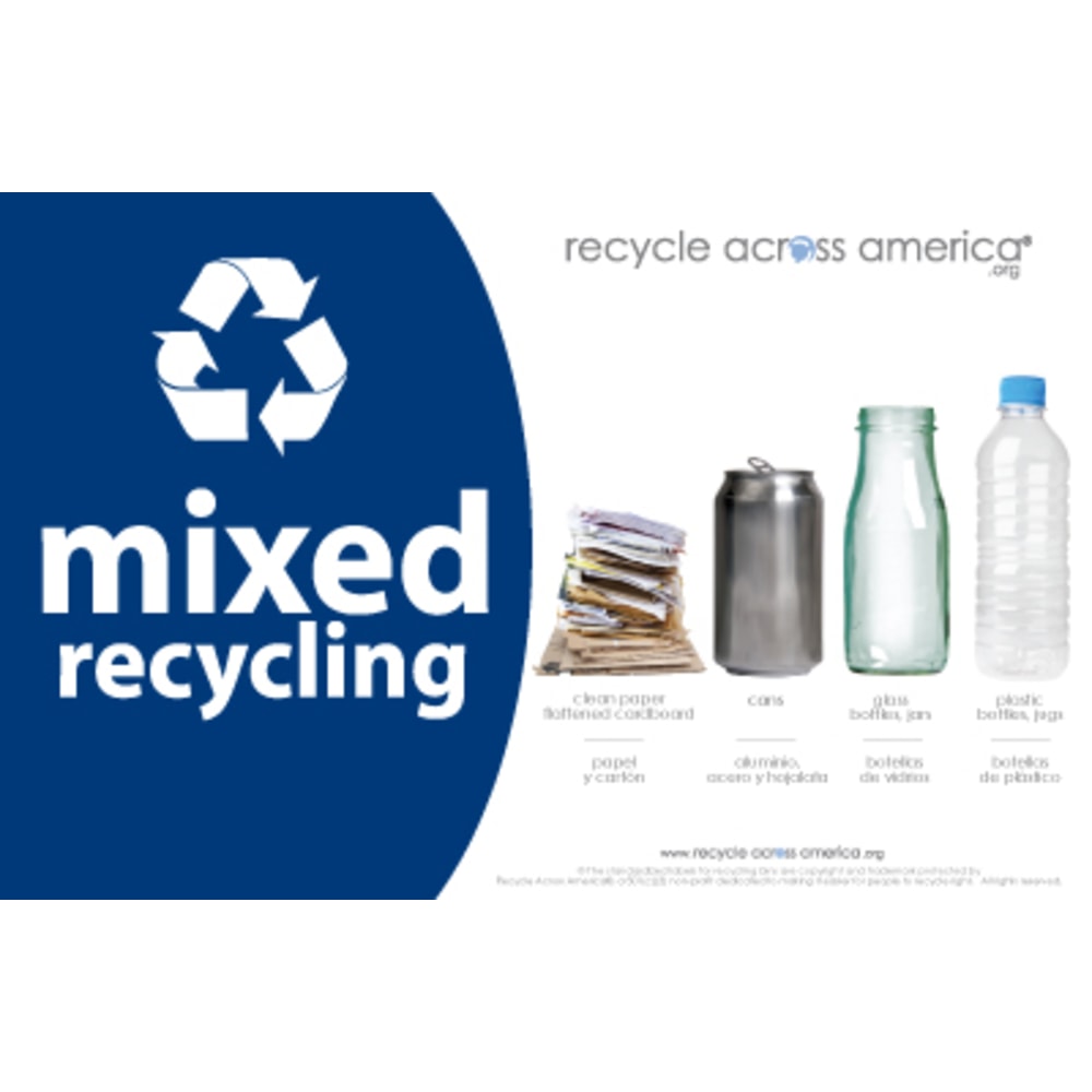 Recycle Across America Mixed Standardized Recycling Labels, MXD-5585, 5 1/2in x 8 1/2in, Navy Blue MPN:MXD-5585