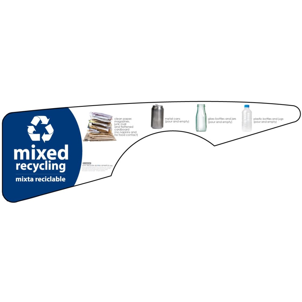 Recycle Across America Mixed Standardized Recycling Labels, MXD-TRI, 15 7/16in x 5 3/8in, Navy Blue MPN:MXD-TRI