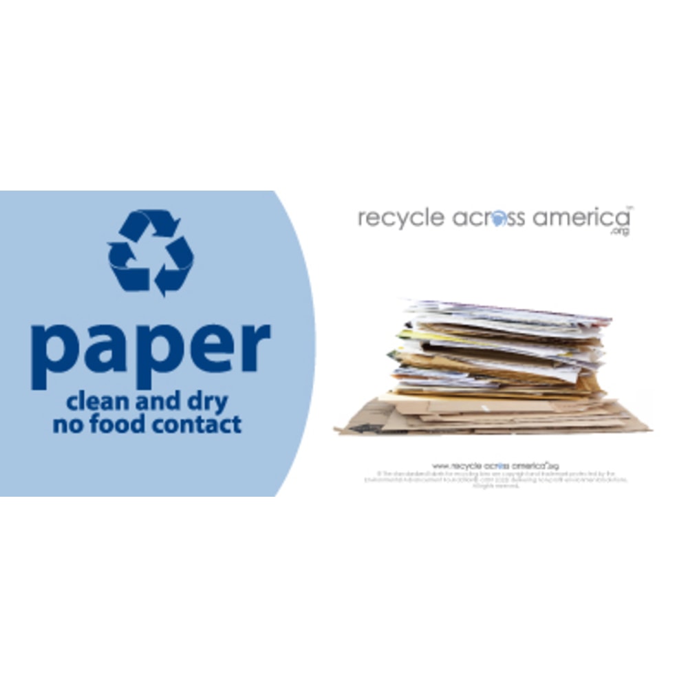 Recycle Across America Paper Standardized Recycling Labels, P-0409, 4in x 9in, Light Blue MPN:P-0409