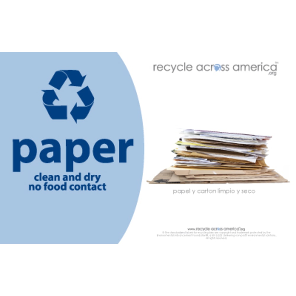 Recycle Across America Paper Standardized Recycling Labels, P-5585, 5 1/2in x 8 1/2in, Light Blue MPN:P-5585