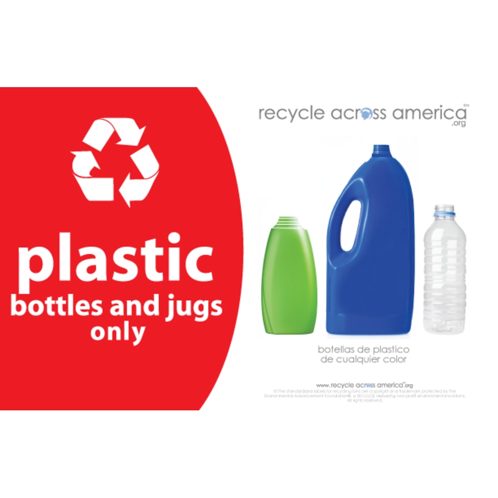 Recycle Across America Plastics Standardized Recycling Label, PLAS-5585, 5 1/2in x 8 1/2in, Red MPN:PLAS-5585