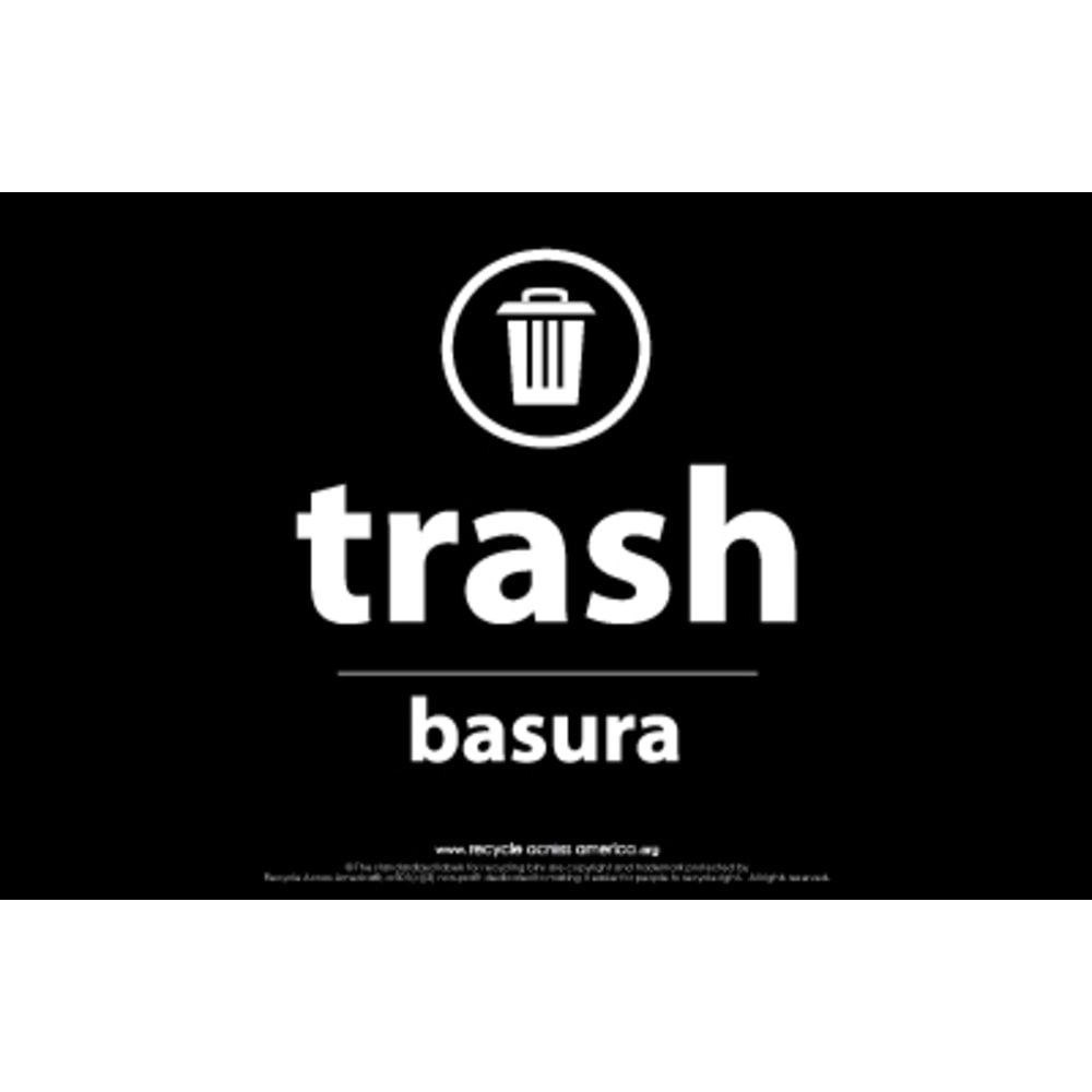 Recycle Across America Trash Standardized Recycling Labels, TRASH-5585, 5 1/2in x 8 1/2in, Black MPN:TRASH-5585