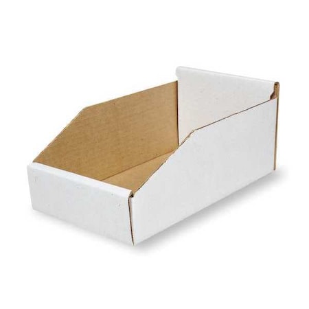 Corrugated Shelf Bin, Cardboard, 10 1/4 in W, 4 3/4 in H, White MPN:1W862