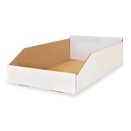 Corrugated Shelf Bin, Cardboard, 10 1/4 in W, 4 3/4 in H, White MPN:2W255