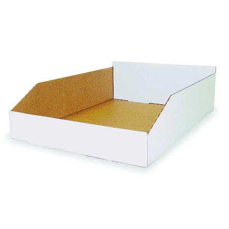 Corrugated Shelf Bin, Cardboard, 12 1/4 in W, 4 3/4 in H, White MPN:2W256