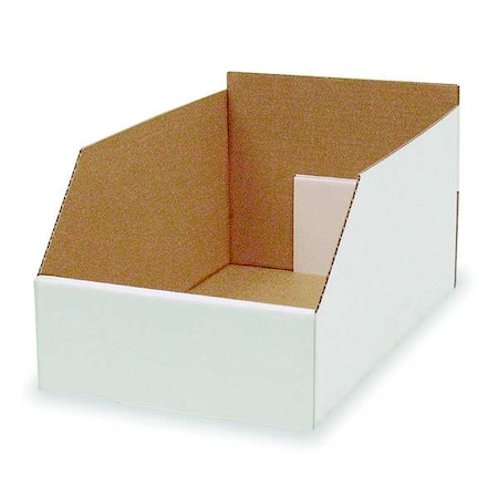 Corrugated Shelf Bin, Cardboard, 10 1/4 in W, 8 1/2 in H, White MPN:3W507