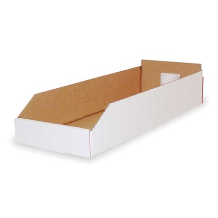 Corrugated Shelf Bin, Cardboard, 8 1/4 in W, 4 3/4 in H, White MPN:5W224