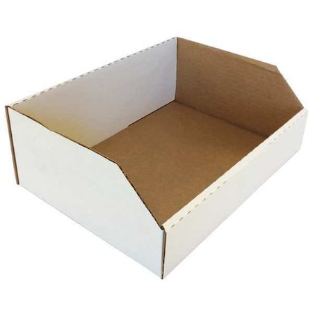 Corrugated Shelf Bin, Cardboard, 12 in W, 4 1/2 in H, White MPN:BIN 12-9