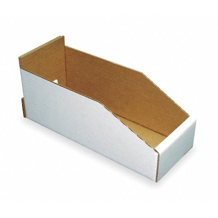 Corrugated Shelf Bin, Cardboard, White, 4 3/4 in H, 6 1/4 in W, 11 in L MPN:1W767
