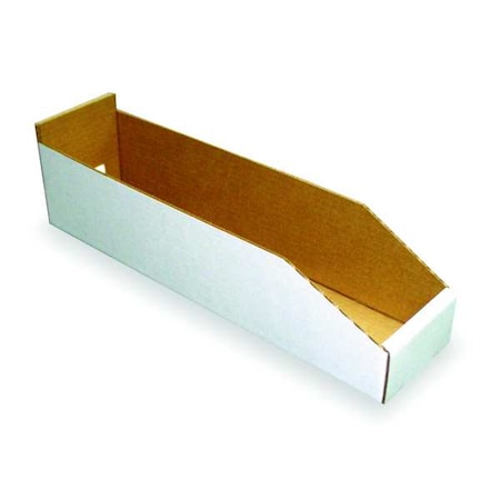 Corrugated Shelf Bin, Cardboard, White, 4 3/4 in H, 2 1/4 in W, 17 in L MPN:1W770
