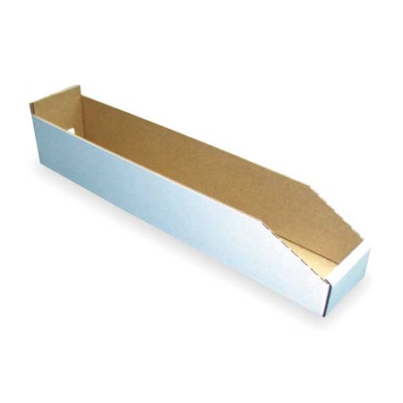 Corrugated Shelf Bin, Cardboard, White, 4 3/4 in H, 6 1/4 in W, 23 in L MPN:5W223